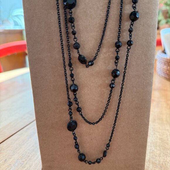 Vintage-style black chain with black faceted beads - Picture 7 of 8